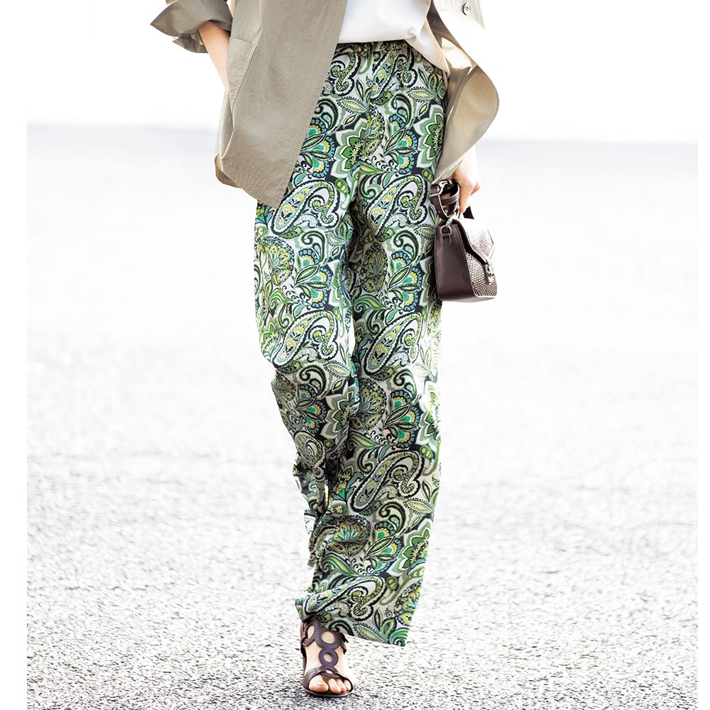 エリカ社 ペイズリープリント パンツ イージーパンツ パンツ PC7279