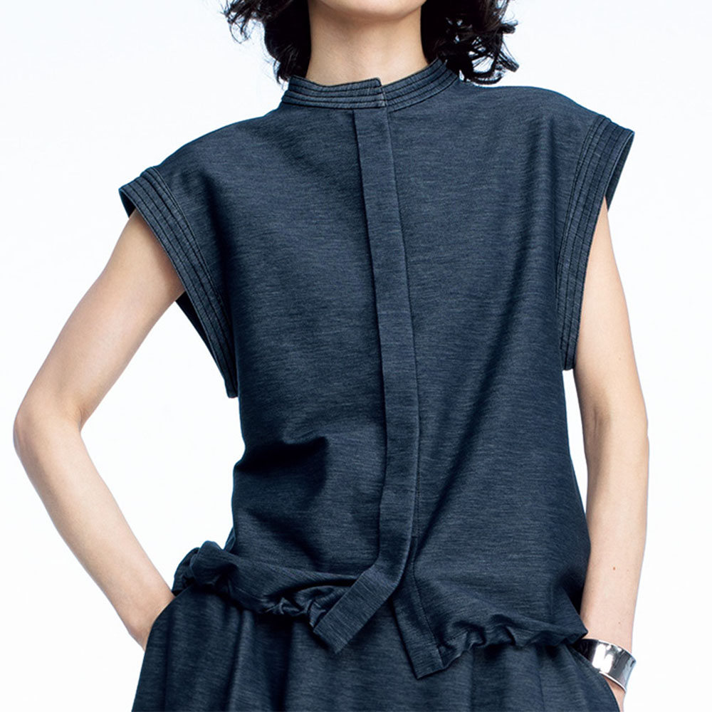 デニムジャージー ステッチ使いシャツ シャツ ブラウス PC7286