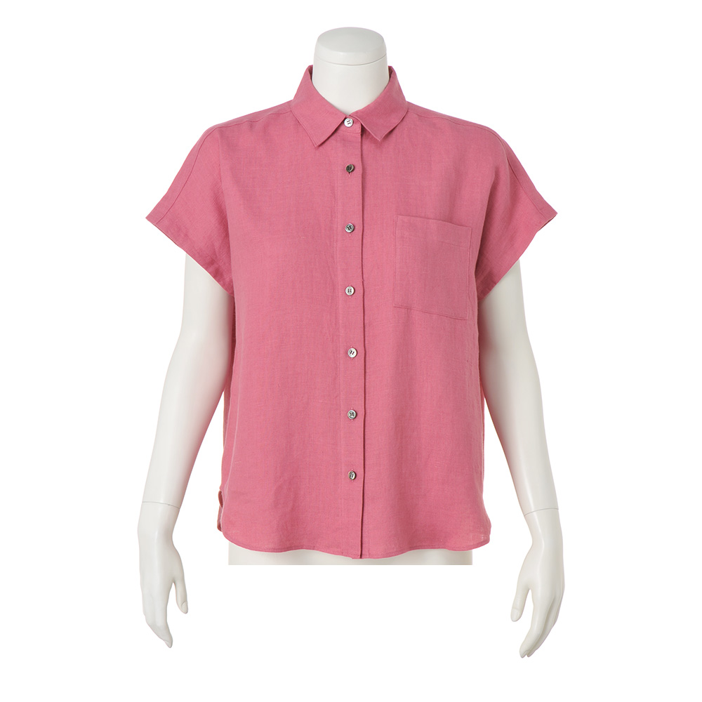 リトアニアリネン フレンチスリーブ シャツ シャツ ブラウス PC7288