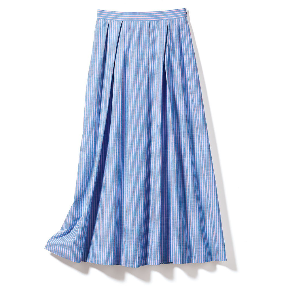 先染めストライプ ランダムタック スカート プリント 柄スカート スカート PC7289