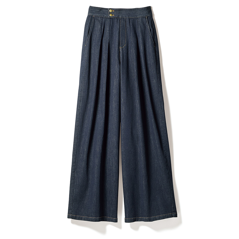 ≪股下丈68cm≫ カイハラ ストレッチデニム 2タック ワイドパンツ ワイドパンツ パンツ PC9199