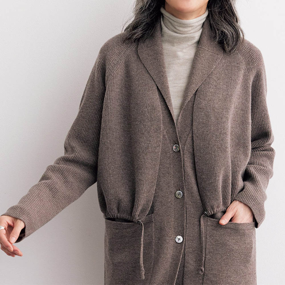 ウールカシミヤ 畦編み Vネック カーディガン 通販 - ディノス