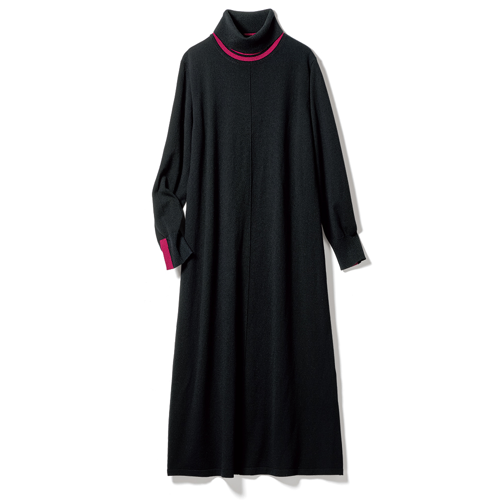バーバリーズ　ビンテージ　高品質　カシミヤ混　ウール　ロングワンピース　165 ウールカシミヤ 配色使い ニットワンピース 通販 - ディノス