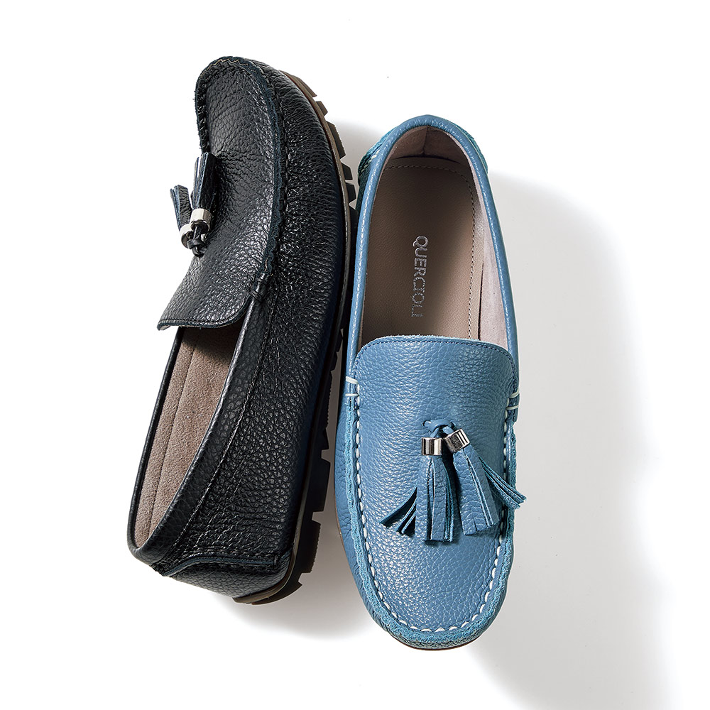 【美品】銀座かねまつ　本革　23.5 ドライビングシューズ　　黒　タッセル R68215c1.jpg