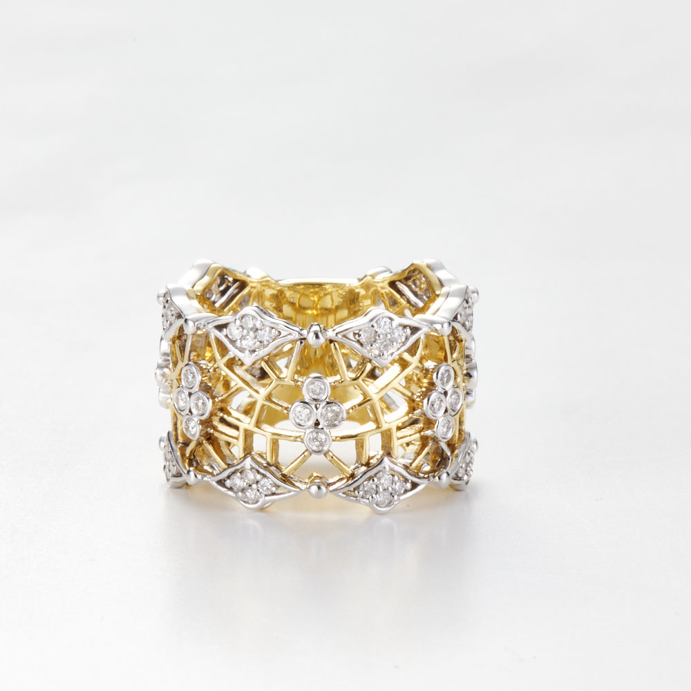 ダイヤモンド ジュエリー アクセサリー フラワー YG WG WEB限定 K18 K18 0.55ctダイヤ デザインリング R40592