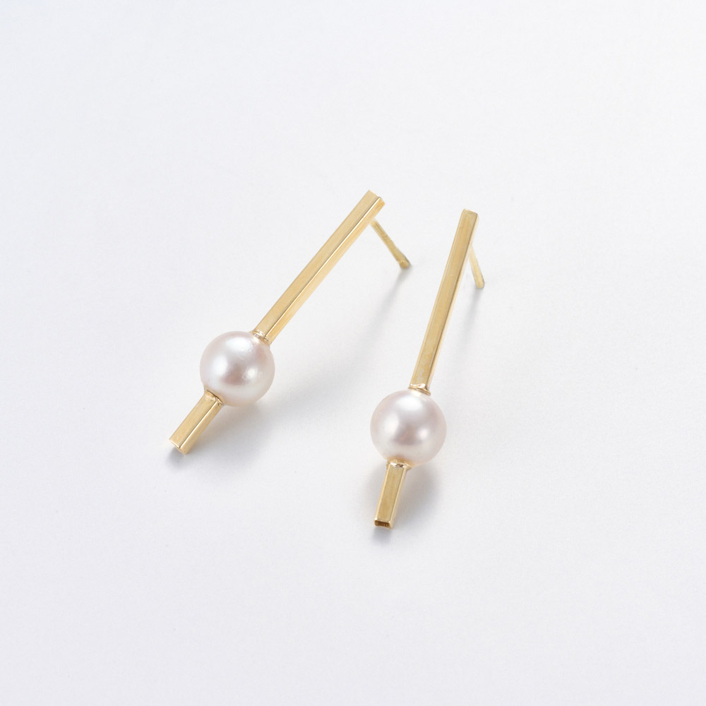 k18バーピアス　YG K18 アコヤパール バーピアス 通販 - ディノス