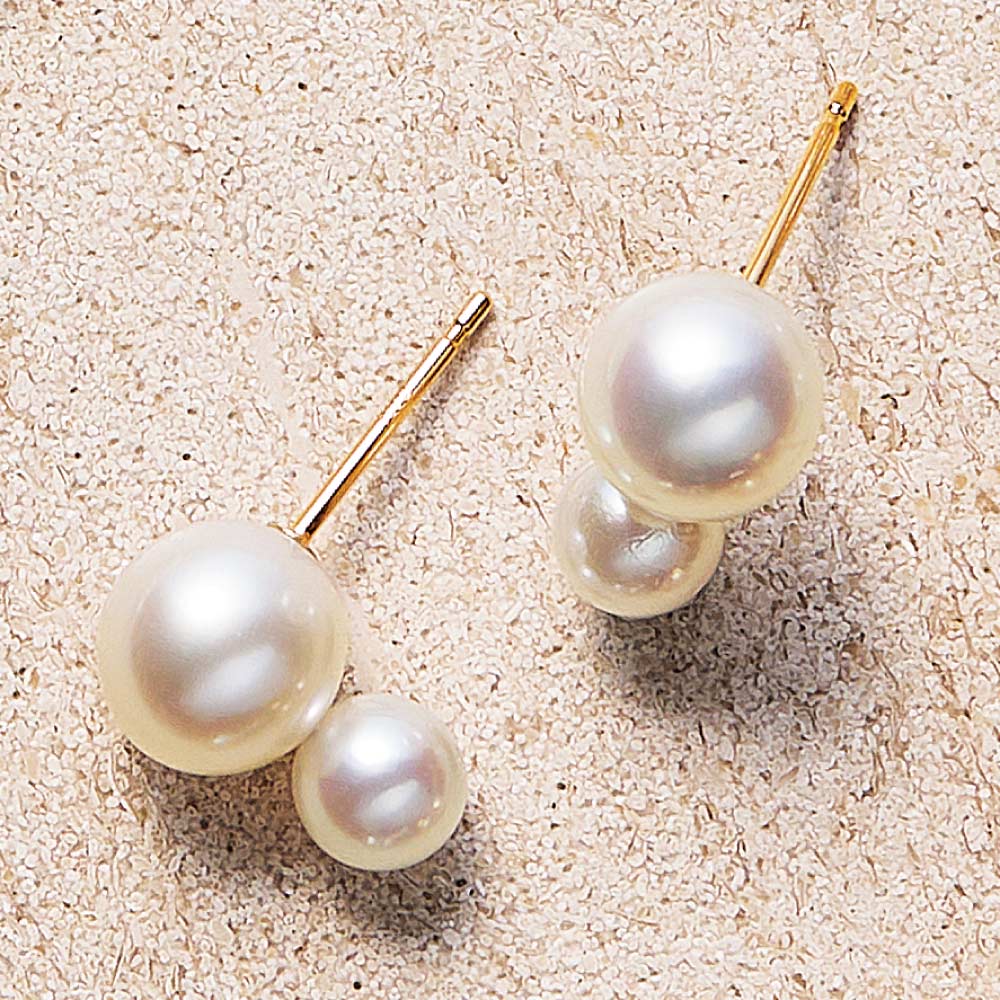 K18 アコヤパール ツイン ピアス 通販 - ディノス