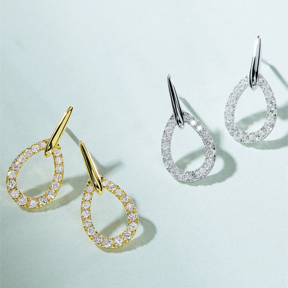 K18 0.5ctダイヤ ペアシェイプ ピアス 通販 - ディノス