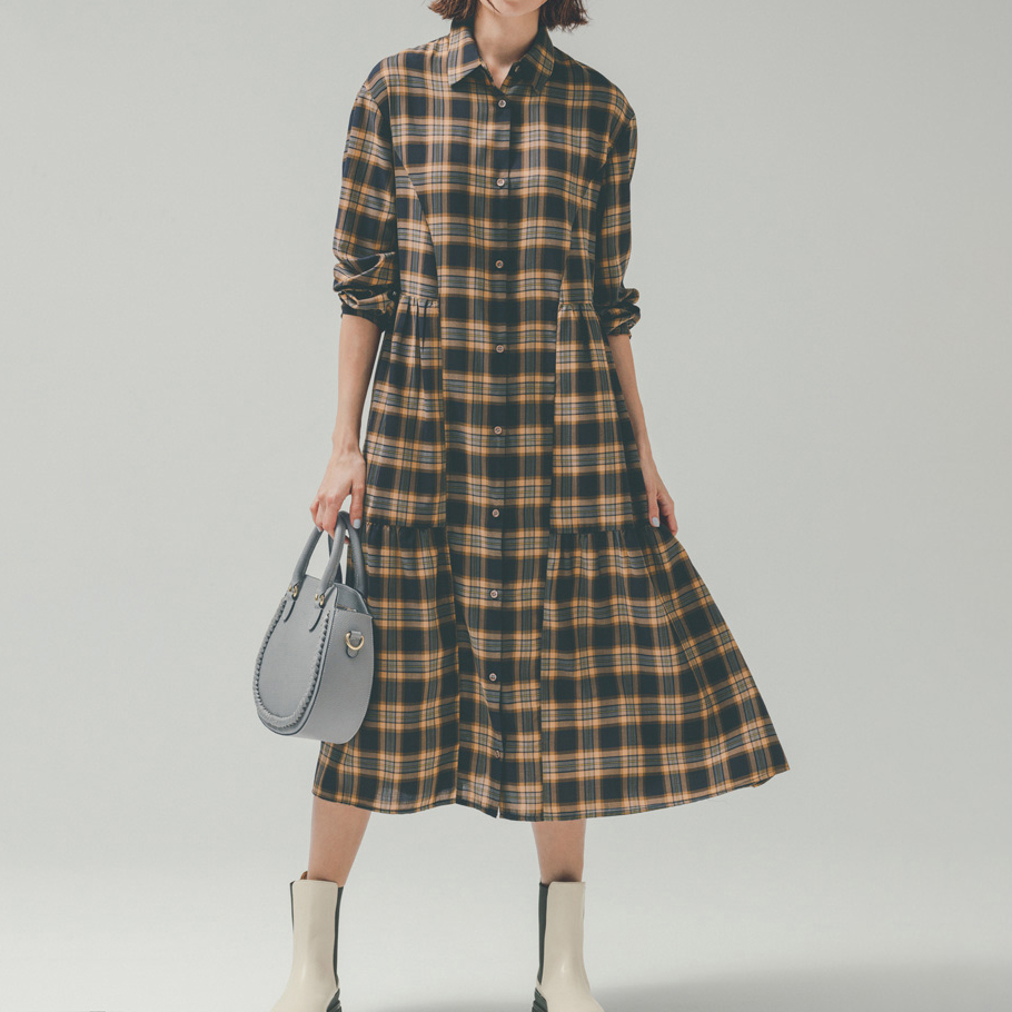 美品 トゥモローランド マカフィー 3万円 チェック柄 ティアードワンピース 美品 トゥモローランド マカフィー 3万円 チェック柄 ティアード