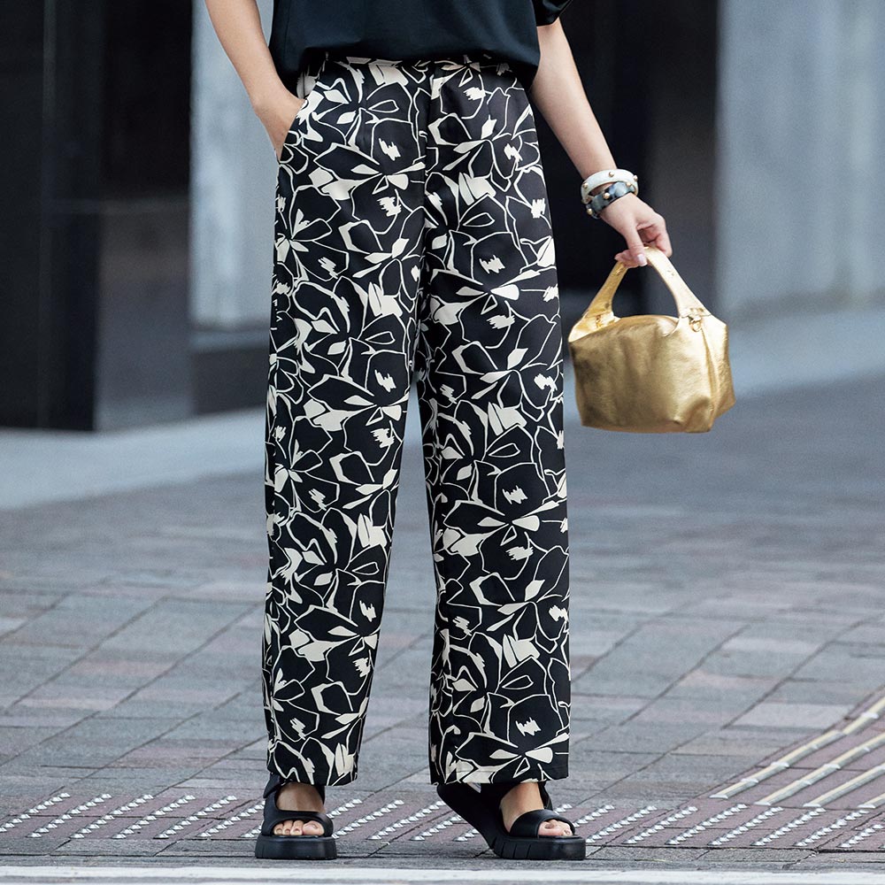 イタリア素材 フラワー柄プリントワイドパンツ 通販 - ディノス