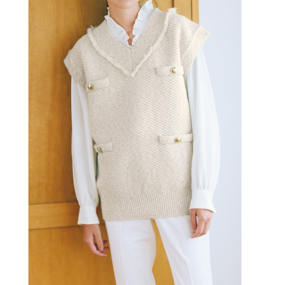 ベストウィズニットジャケット ssstein / Oversized Drivers Knit Zip Vest (Military Khaki) | twelve