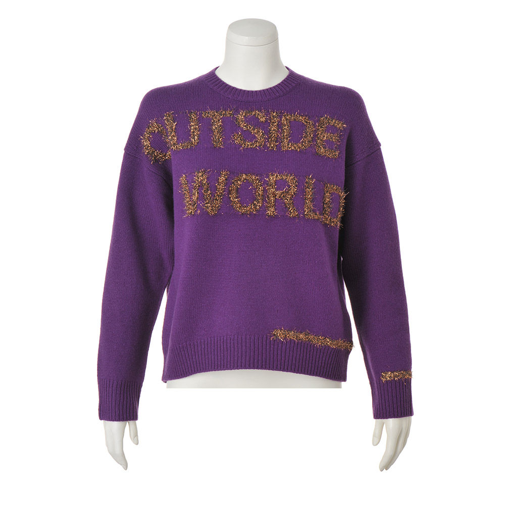 ラメ使いロゴ ジャカードニットプルオーバー ニット セーター ファッション PC4142