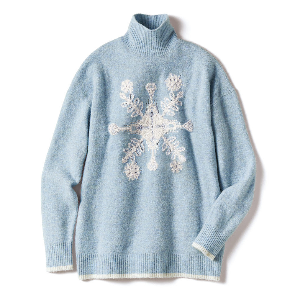 イタリア糸 アルパカ混 スノーモチーフニットプルオーバー ニット セーター ファッション PC5600