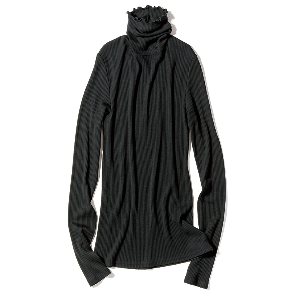 「森下メリヤス」 シルクリブ丸胴 タートルネック プルオーバー シャツ ブラウス ファッション PC5642