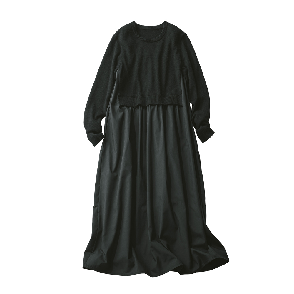 異素材ドッキングワンピース ワンピース ファッション PC5953