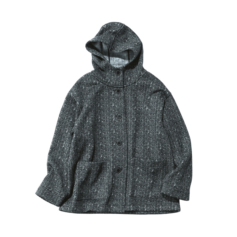 裏起毛 ヘリンボーン柄 フード付きコート コート ファッション PC6172