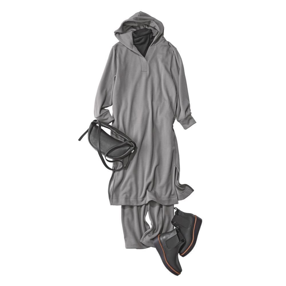 あったか裏起毛 フーディワンピース マキシワンピース ロングワンピース ワンピース PC6179