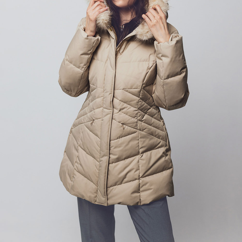 フェイクファー付き はっ水 美シルエット ダウンコート コート ファッション PC5474