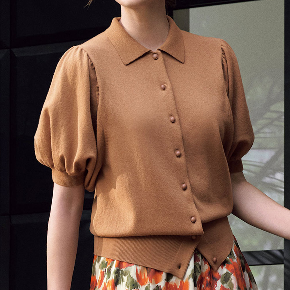 パフスリーブ ポロニット ニット セーター ファッション PC5546