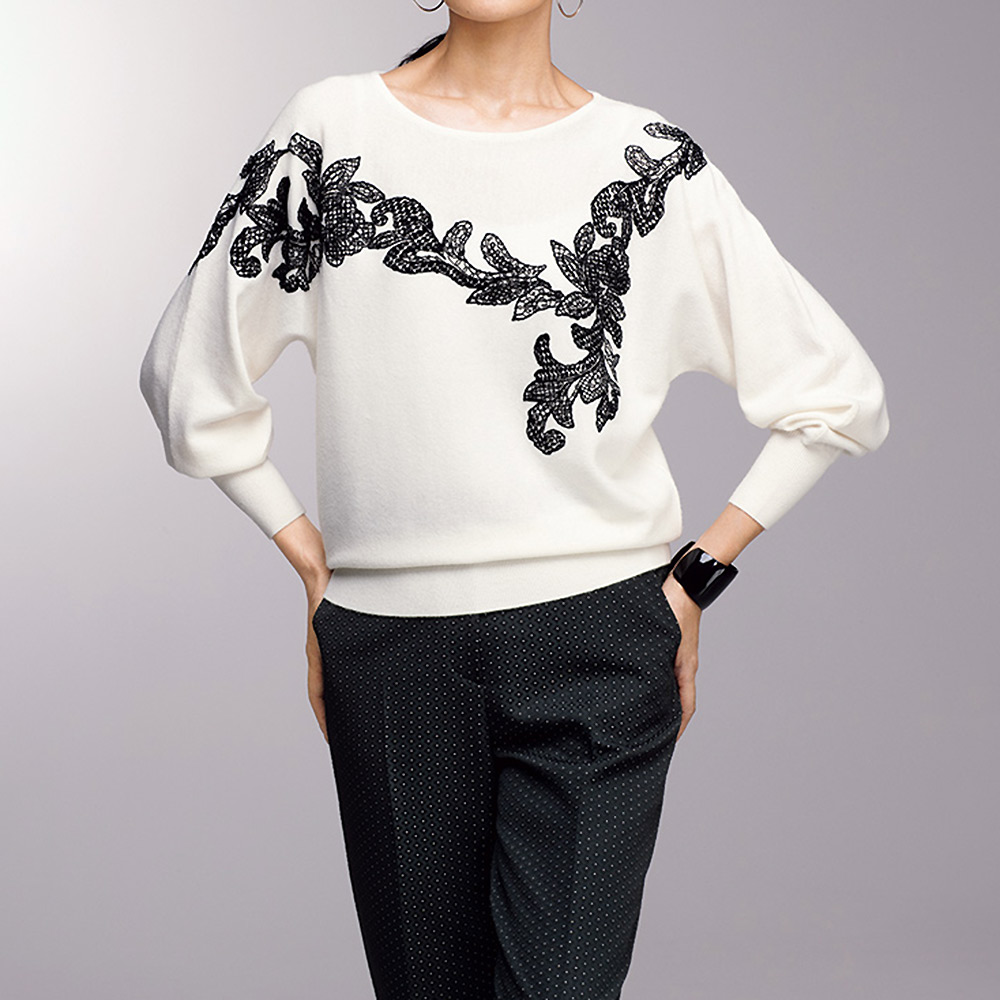 レース使い ドルマンスリーブ プルオーバー 通販 - ディノス