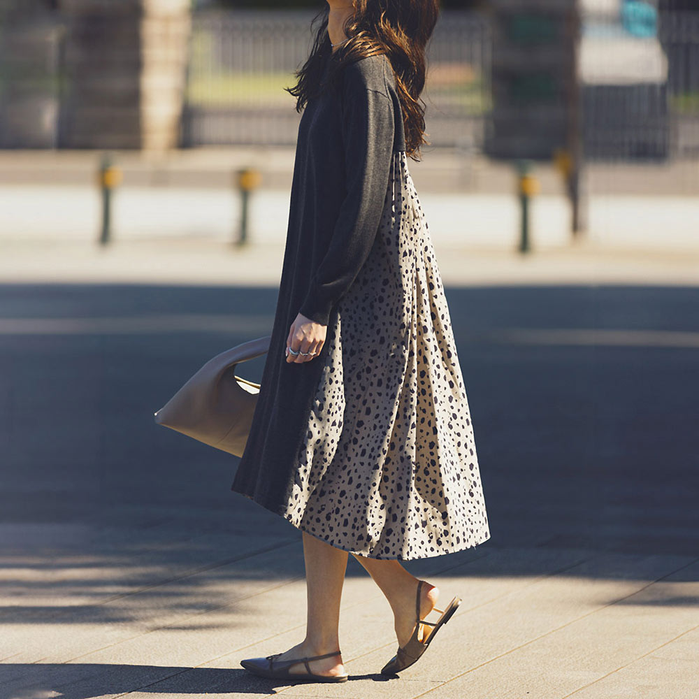 バックプリント使い ニットワンピース ワンピース ファッション PC5929