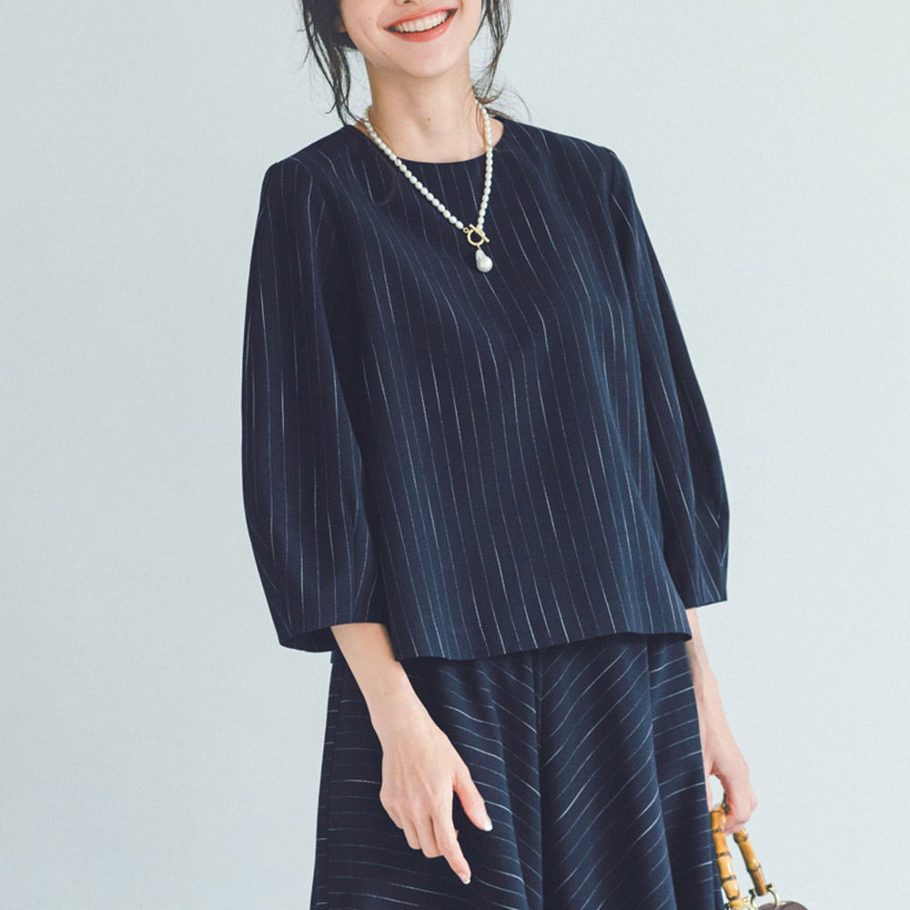ピンストライプ フォルムスリーブ ブラウス シャツ ブラウス ファッション PC5939