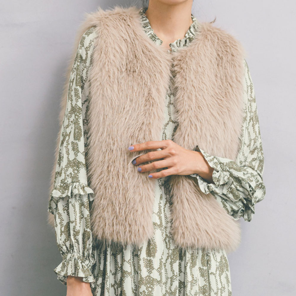 中わた入り フェイクファー ジレ ジャケット ファッション PC5965