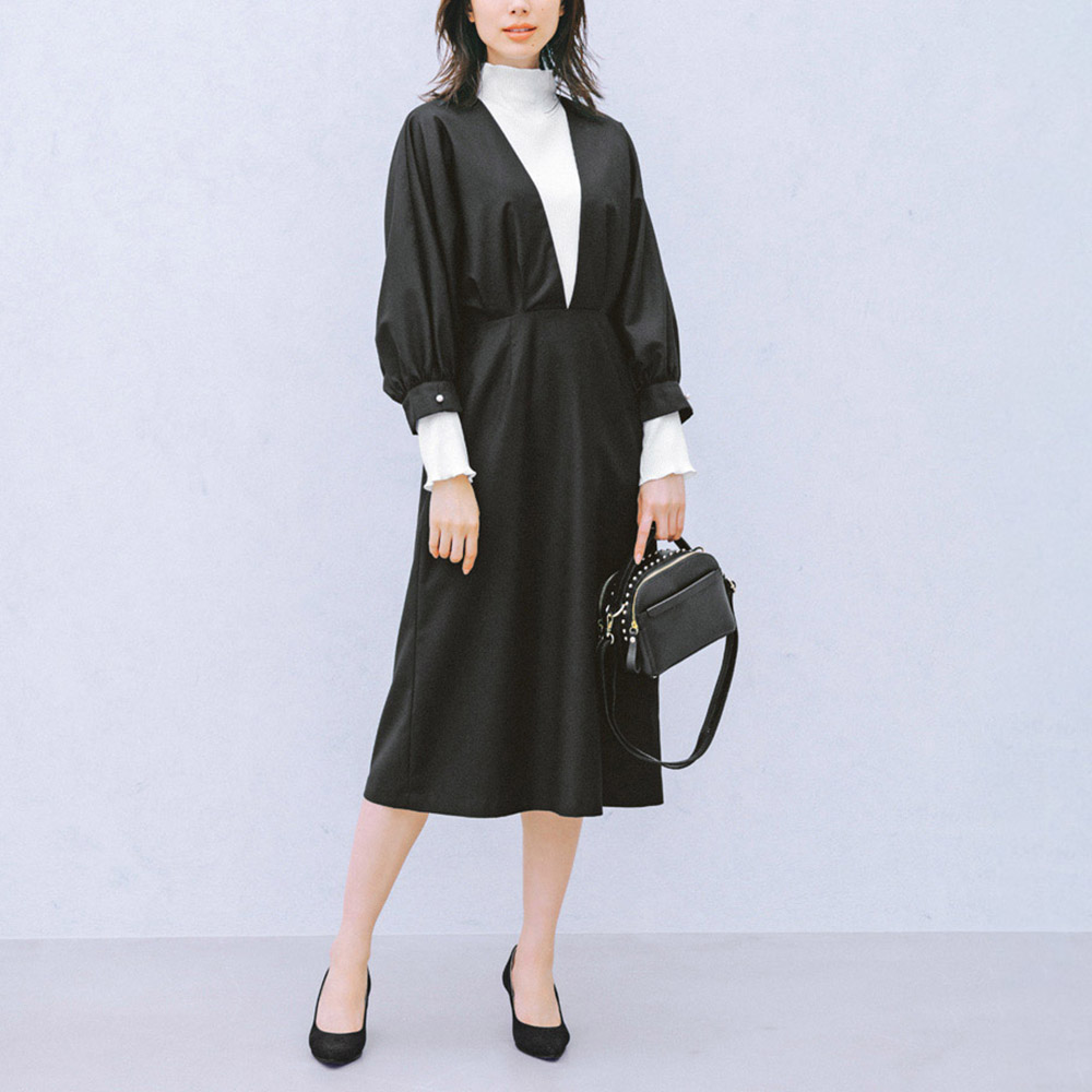 レイヤード風 ドルマンスリーブ ワンピース ワンピース ファッション PC6100