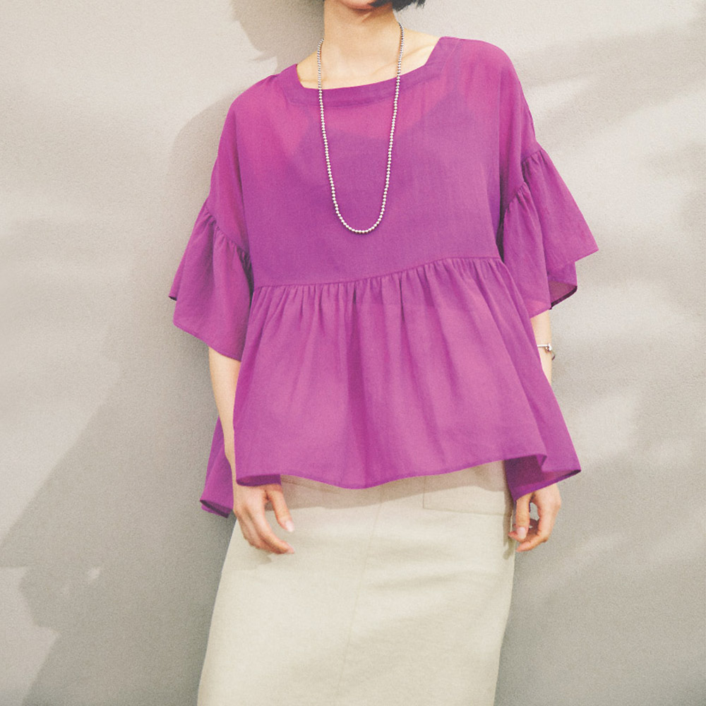 コットンシフォン フレアーブラウス シャツ ブラウス ファッション PC6123