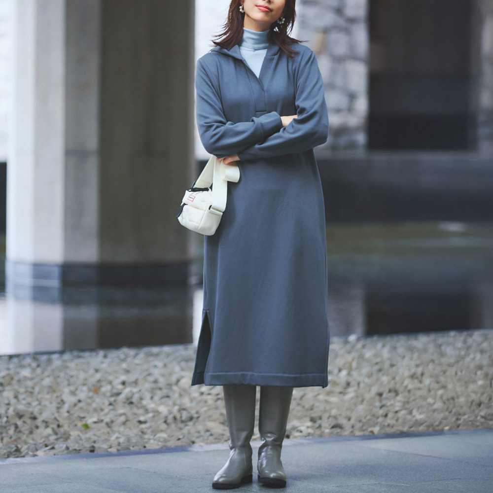 あったか裏起毛 フーディワンピース マキシワンピース ロングワンピース ワンピース PC6179