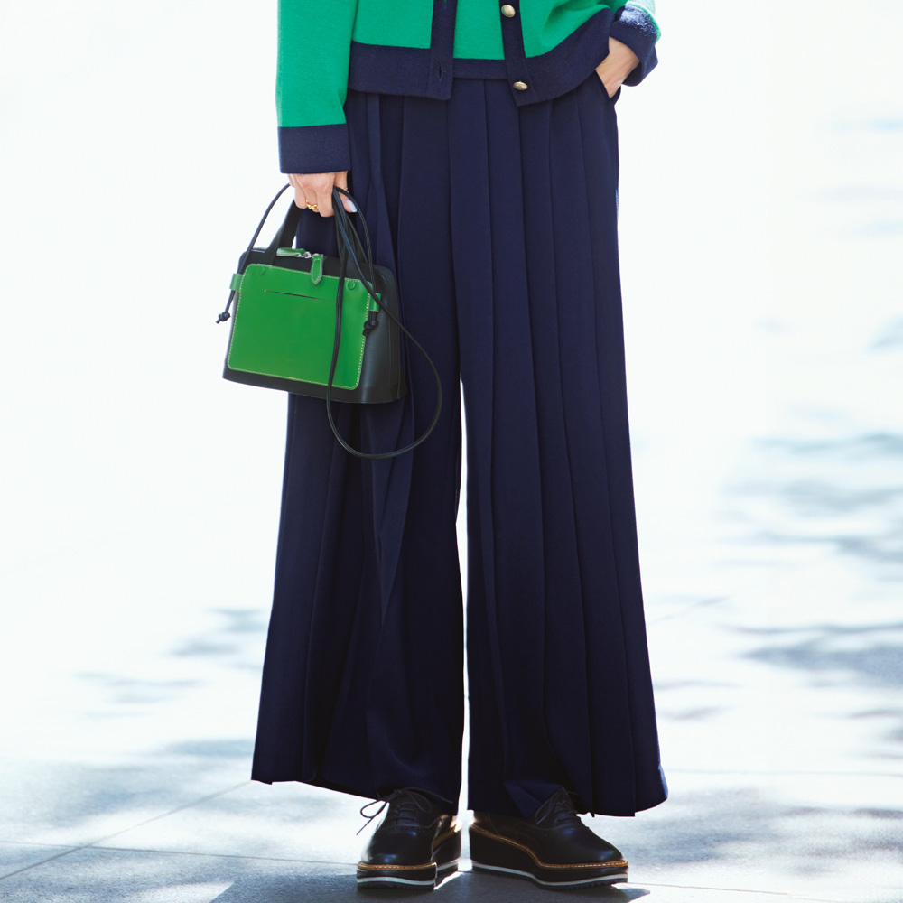 フロントプリーツ ツイルワイドパンツ パンツ ファッション PC6554