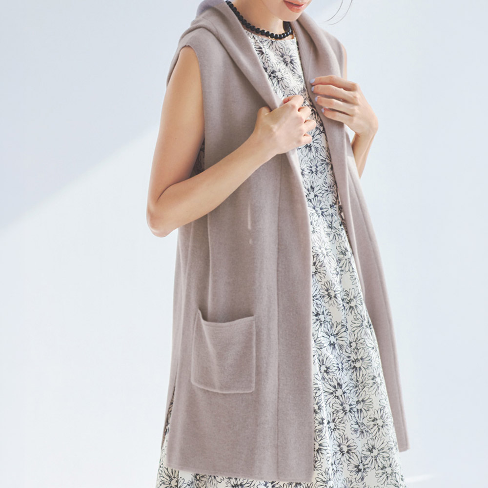 ATPOVA｜【 2025spring60 】コットンリネン製品染 ロングジレ コットンリネン混 畦編み フーディ ロングジレ 通販 - ディノス