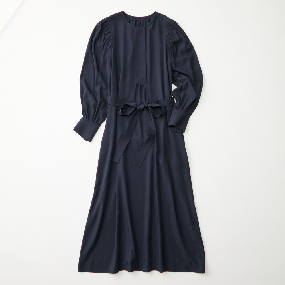 ウエストリボンギャザー切り替えワンピース マキシワンピース ロングワンピース ワンピース N60670