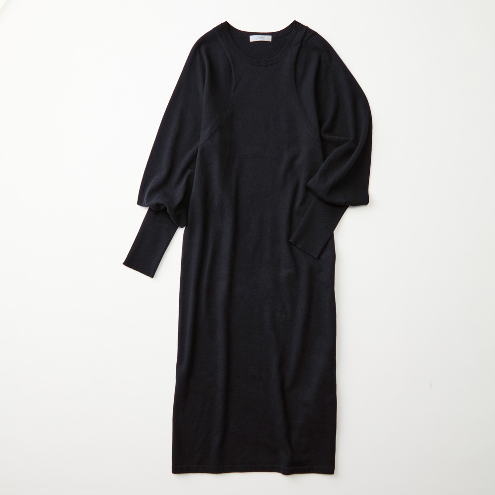 ウール混変形スリーブ ニットワンピース ニットワンピース ワンピース N60686