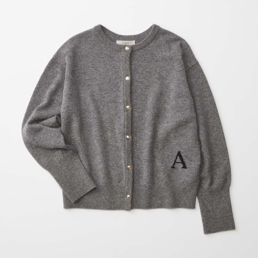 ウール100% インターシャロゴニットカーディガン ニットカーディガン ニット セーター N60706