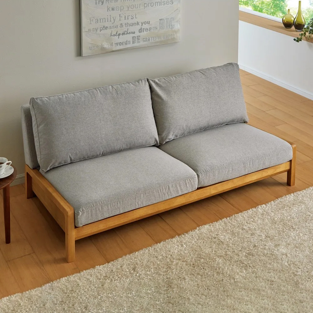 ソファーベッド ソファー 3人掛け 全体洗える 天然木脚 開放式 ライト