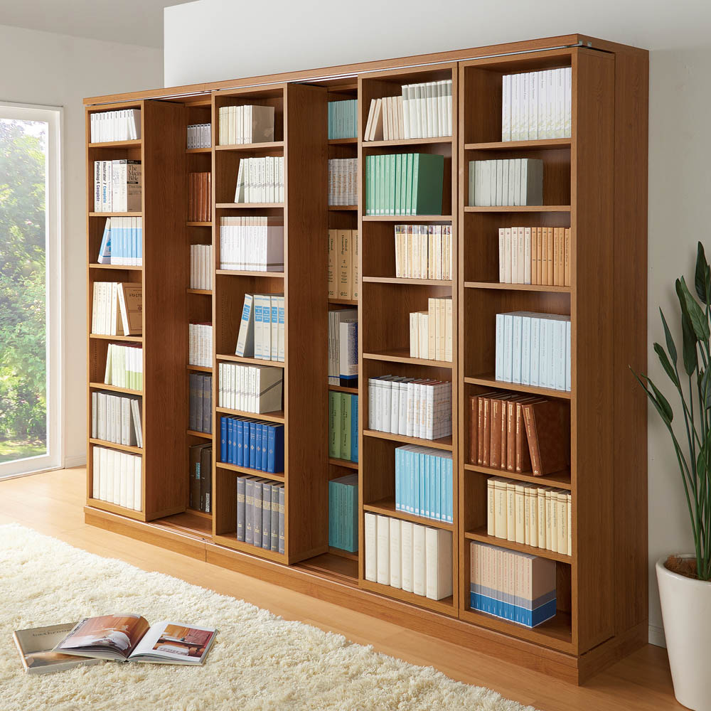 レンタル商品】本格仕様 快適スライド書棚 オープン 4列 通販 - ディノス