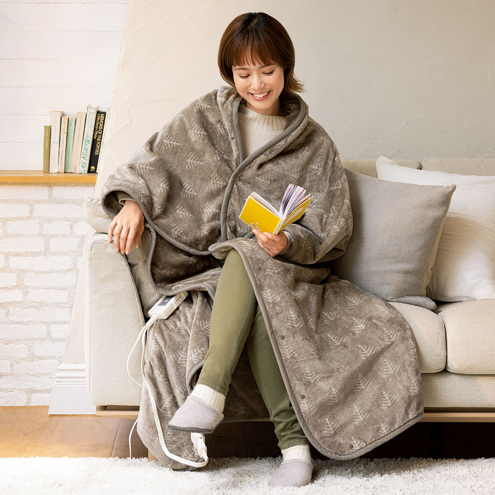 電気毛布 ブラウン シングルサイズ、収納ボックス