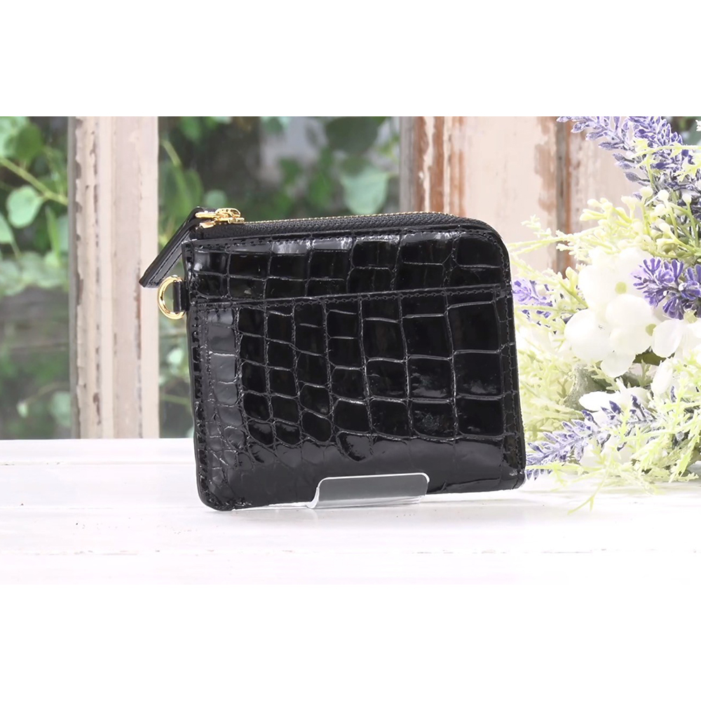 イタリアZUMA社クロコ コンパクト財布 ミニ財布 レディース クロコダイル 財布 コンパクト L字 小さい クロコ 小さい財布 サブ財布 ミニウォレット 高級 エレガント 旅行 結婚式 パーティ 二次会 婦人雑貨 AR2774