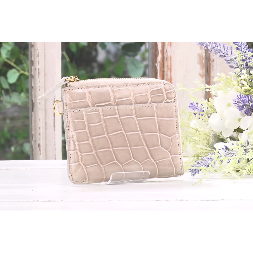 イタリアZUMA社クロコ コンパクト財布 ミニ財布 レディース クロコダイル 財布 コンパクト L字 小さい クロコ 小さい財布 サブ財布 ミニウォレット 高級 エレガント 旅行 結婚式 パーティ 二次会 婦人雑貨 AR2774