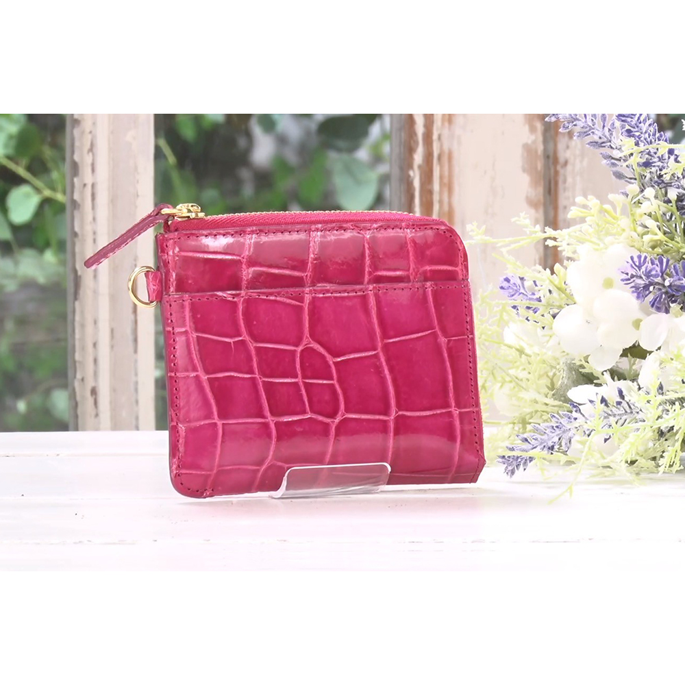 イタリアZUMA社クロコ コンパクト財布 ミニ財布 レディース クロコダイル 財布 コンパクト L字 小さい クロコ 小さい財布 サブ財布 ミニウォレット 高級 エレガント 旅行 結婚式 パーティ 二次会 婦人雑貨 AR2774