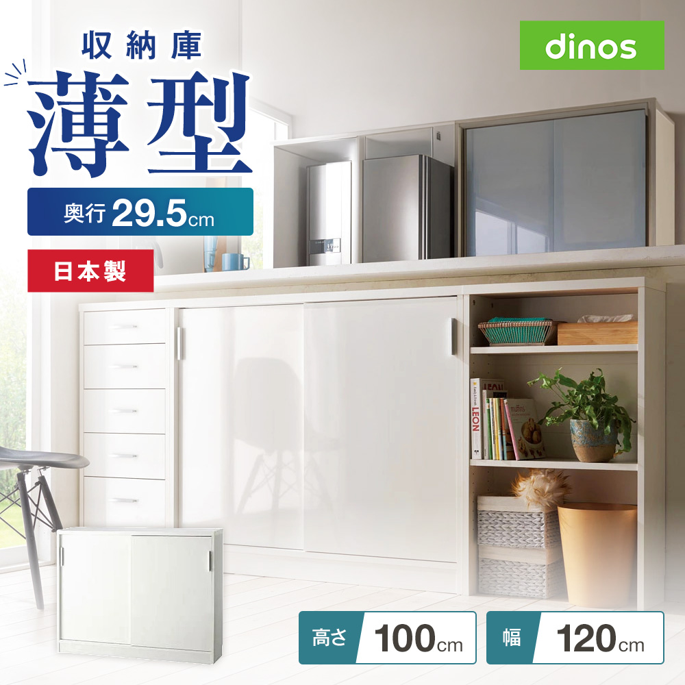 引き戸カウンター下収納庫 奥行29.5高さ100cmタイプ 収納庫・幅120cm キャビネット リビングボード リビング収納 641428