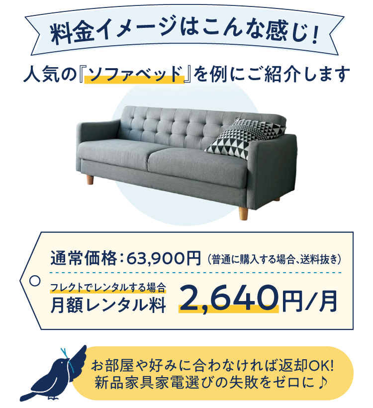 料金イメージはこんな感じ！ 人気の「ソファベッド」を例にご紹介します